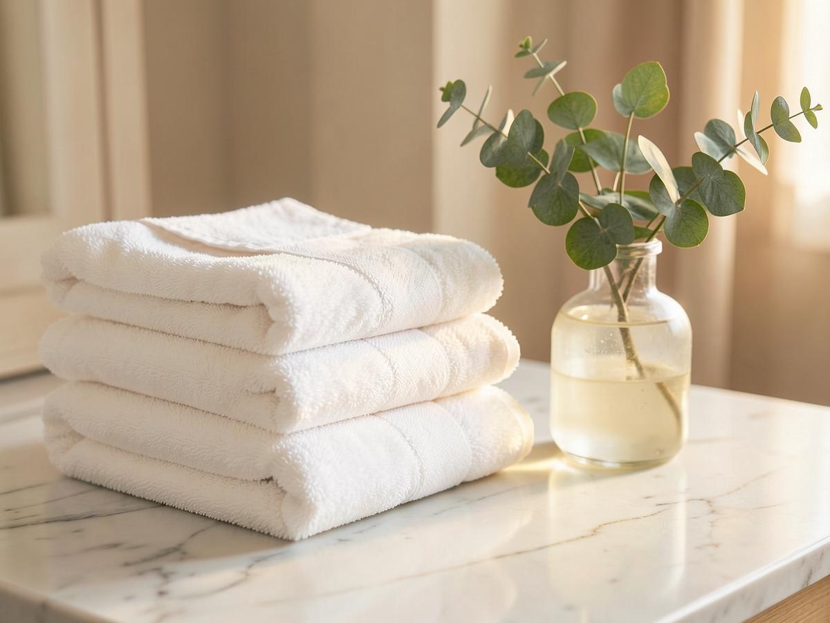 Folded fresh towels and linens