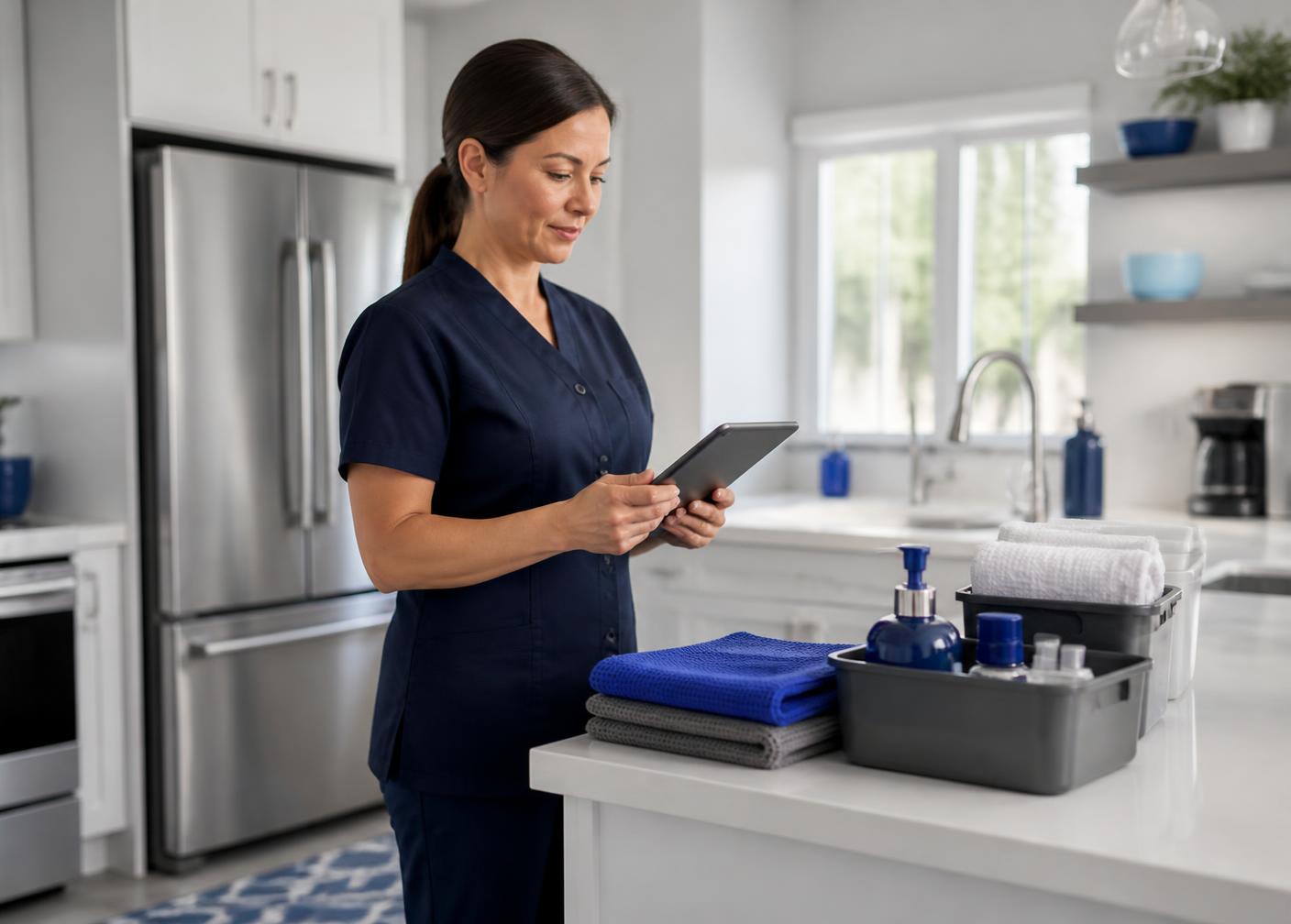 Property-care professional completing a turnover inspection